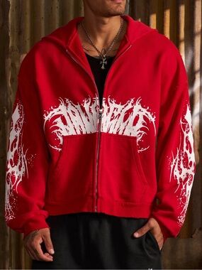 YoungLA Red Venom Zip Up Hoodie - S